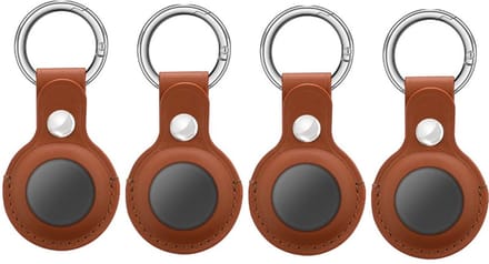 Geschik voor AirTag-etui met sleutelhanger PU-leer, 4-pack