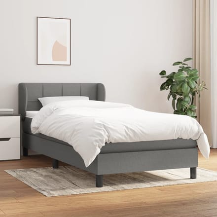 vidaXL - Boxspring - met - matras - stof - donkergrijs - 90x190 - cm