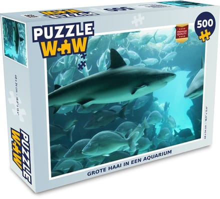 Puzzel Grote haai in een aquarium - Legpuzzel - Puzzel 500 stukjes