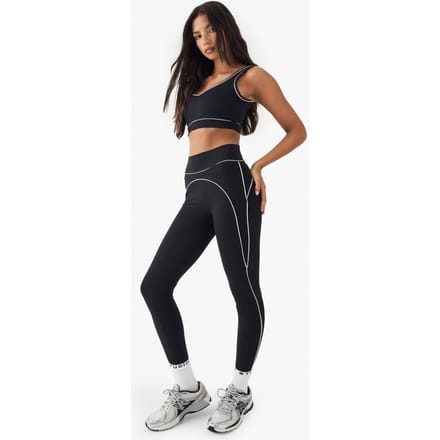 Dames Dsgn Studio Ultra Sculpt Sportlegging Met Contrasterende Biesjes | Zwart | Maat: Small
