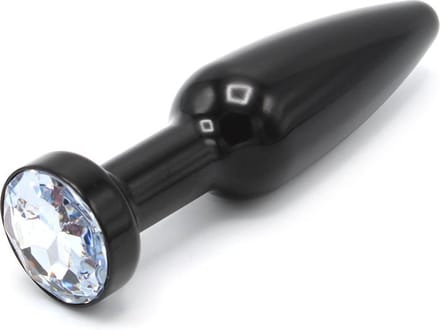 Aluminum Buttplug met kristal - zwart