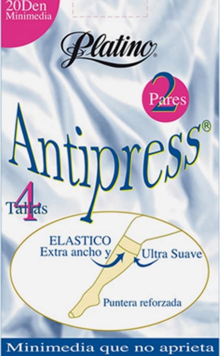 Platino 2 paar 20 den antipress kniekousjes maat M Duna
