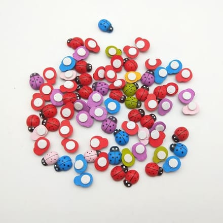 Houten lieveheersbeestjes | knutselen | diy | decoratie | 50 stuks | multicolour