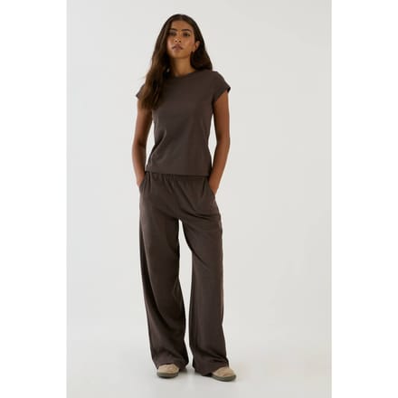 Dames Dsgn Studio Gestructureerde Rechte Pijpenbroek | Chocolate | Maat: Medium