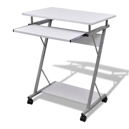 Computerbureau computerkar PC bureau kantoor bureau laptop bureau op wielen wit