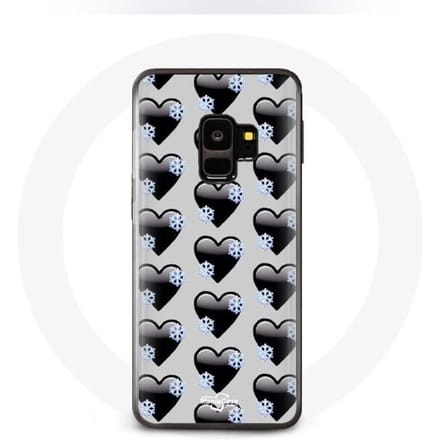 Coque pour Samsung Galaxy S9 plus Fond de coeurs noirs