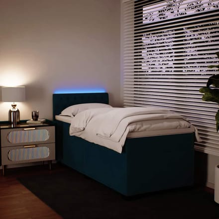 vidaXL - Boxspring - met - matras - fluweel - blauw - 100x200 - cm