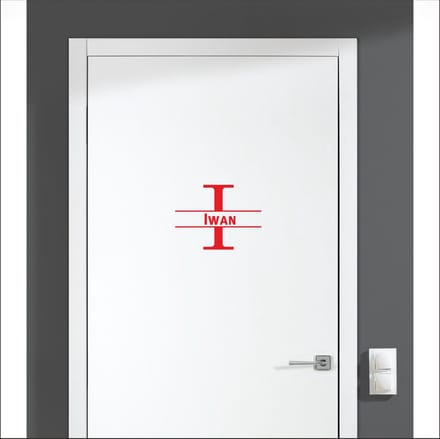 Deursticker Met Naam -  Iwan - Rood