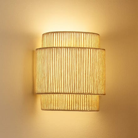 Lindby - wandlamp - 1licht - Papier, metaal - H: 25 cm - E27 - beige