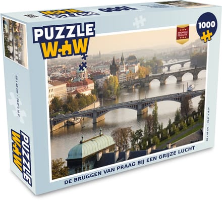 Puzzel Bruggen - Praag - Middag - Legpuzzel - Puzzel 1000 stukjes volwassenen