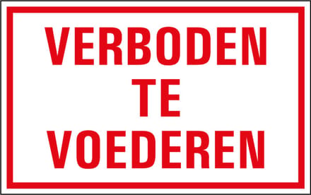 Verboden te voederen tekststicker 320 x 200 mm