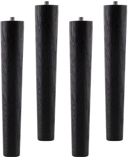 Set van 4 meubelpoten eiken zwart H 200 mm / conisch Ø 35/25 mm met stelschroef M8 van Sotech