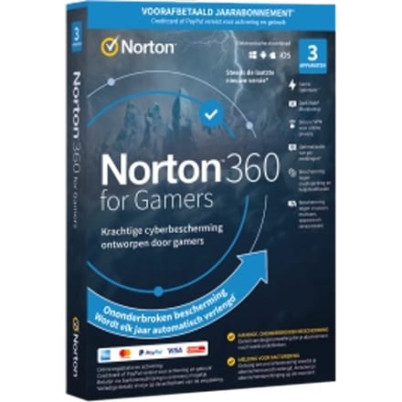Norton 360 voor Gamers | 3-Apparaten | 1-Jaar | 2026 | Windows | Mac | Android | iOS | 50GB Cloud Opslag
