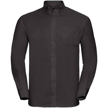 Russell Collection Heren Oxford Formeel Overhemd Met Lange Mouwen (Zwart)