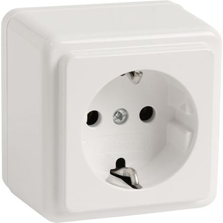 KOPP - Wandcontactdoos - Standard - Opbouw - 1-voudig Stopcontact - Randaarde - Arctic Glans Wit