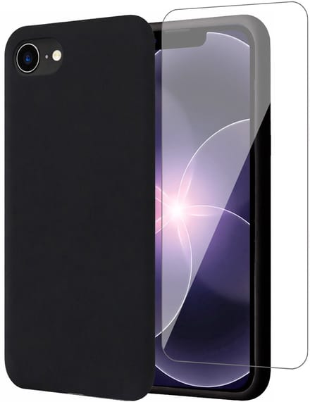 Hoesje geschikt voor iPhone 17e - Screenprotector Glas - Mat Back Case Zwart