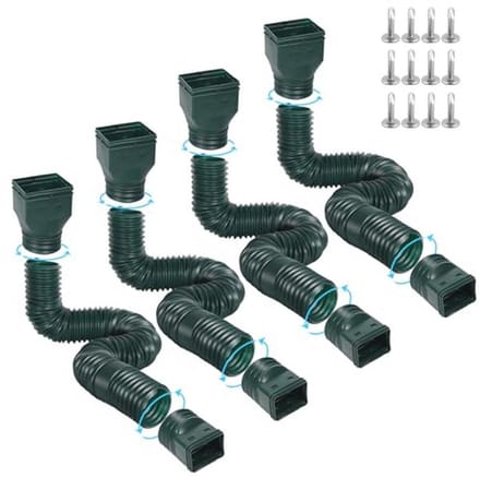 Flexibele goot downspout extensies - uitschuifbaar van 21" tot 67" met adapters