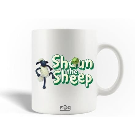 Mug en Céramique - Shaun le Mouton - 30cl - Blanc - Compatible Lave-Vaisselle - Rond