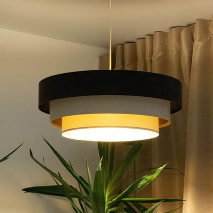 Maco Design Triniti hanglamp, bruin/beige/crème, Ø 60 cm, textiel