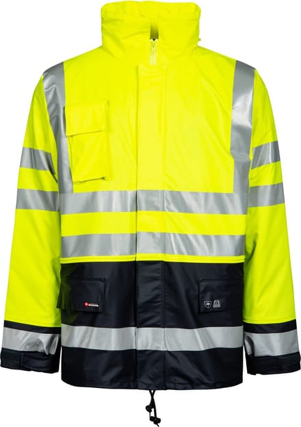 Lyngsøe Rainwear Winter regenjas fluor geel/marine L