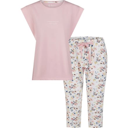 By Louise Dames Capri Pyjama Set Roze Driekwart - Maat S