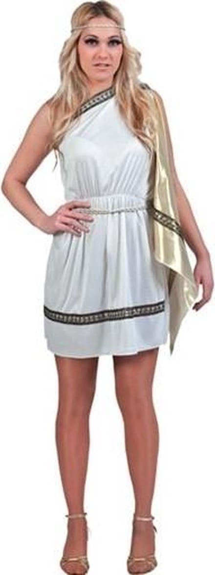 Witbaard Verkleedjurk Romeinse Dame Wit 4-delig Maat M/l