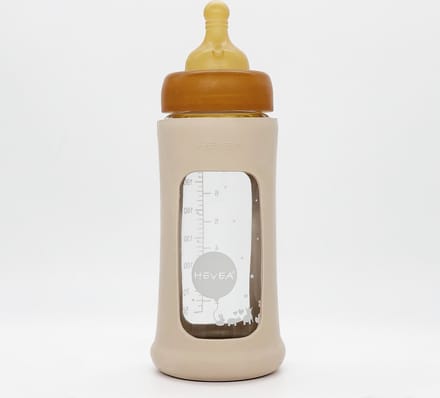 Wide Neck Baby Glass Bottle with Sleeve 250ml/8.5oz Single-Pack (Sand)