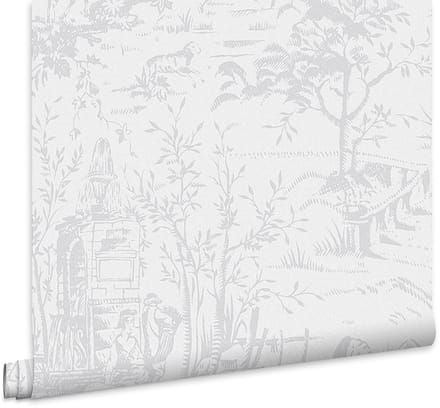 Laura Ashley Toile de Jouy Behang - Dieren - 10mx52cm - Grijs