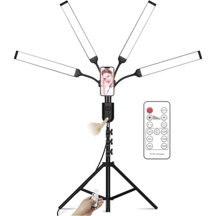 Flexibel 4-armig LED Videolicht Fotografie Invullicht 3000K/4000K/6000K Tweekleurig Dimbaar Timer US Plug white