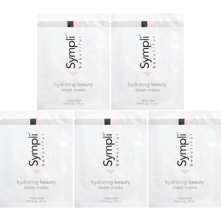 Sympli Beautiful, Hydrating Beauty Sheet Mask, 5 sheet masks, 25 ml (0.85 fl oz) each white