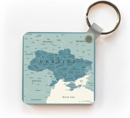 Sleutelhanger - Uitdeelcadeautjes - Illustratie van Oekraïne met een kader - Plastic