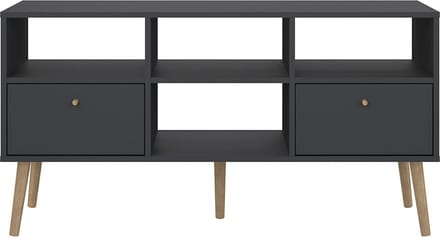 Bodo TV-meubel 2 lades, 4 planken matgrijs.