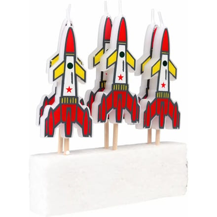 kaarsjes Ruimtevaart Raket kaars cupcake gebak 6 stuks