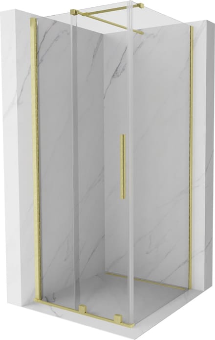 Mexen Velar schuifdouchewand 100 x 100 , transparant, goud geborsteld - 871-100-100-01-55