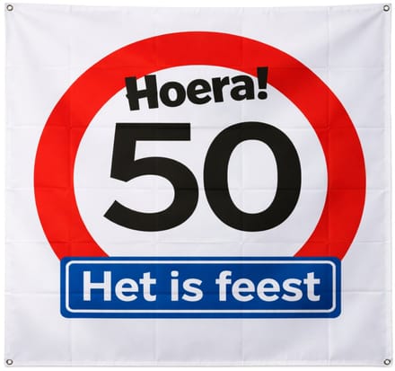 50 jaar verjaardag vlag 95×95 cm – feestdecoratie buiten & binnen - 3BMT®