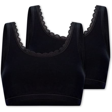 Uncover by Schiesser - 2PACK Bustier Cotton Lace - Dames - zwart