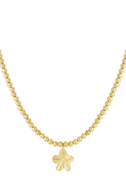 Bijoutheek Collier Ballen Hol Bloem Goud
