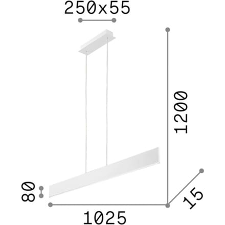 Ideal Lux LED hanglamp Bureau, zwart metaal Lengte 102,5 cm