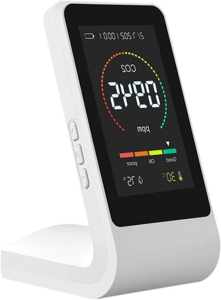 Luchtkwaliteit Monitor - CO2 Meter - Binnenklimaat Meten - Real-time Alarm - 14.3 cm - Wit