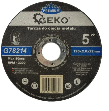 GEKO Metaalschijf - Corundum - Versterkt - 125 mm - 2 mm dikte - 10 stuks