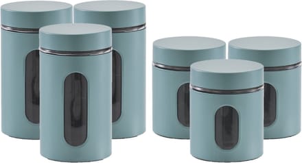 Zeller - 6x keuken voorraadpotten rvs - 2 formaten 600 ml en 900 ml