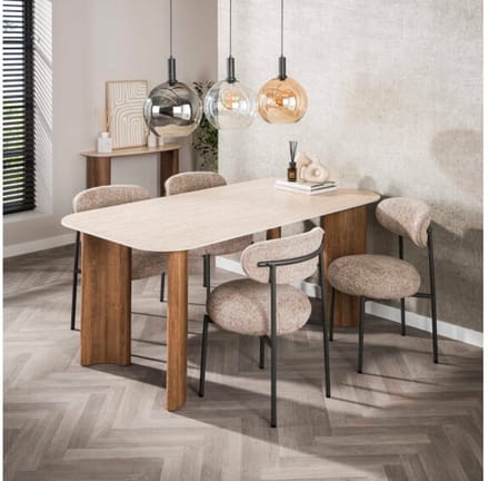 Eettafel Romano Curvo 180 - Keramiek travertine