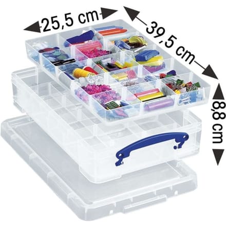 Opbergbox Really Useful 4 liter 30 vakken 395x255x88mm transparant wit