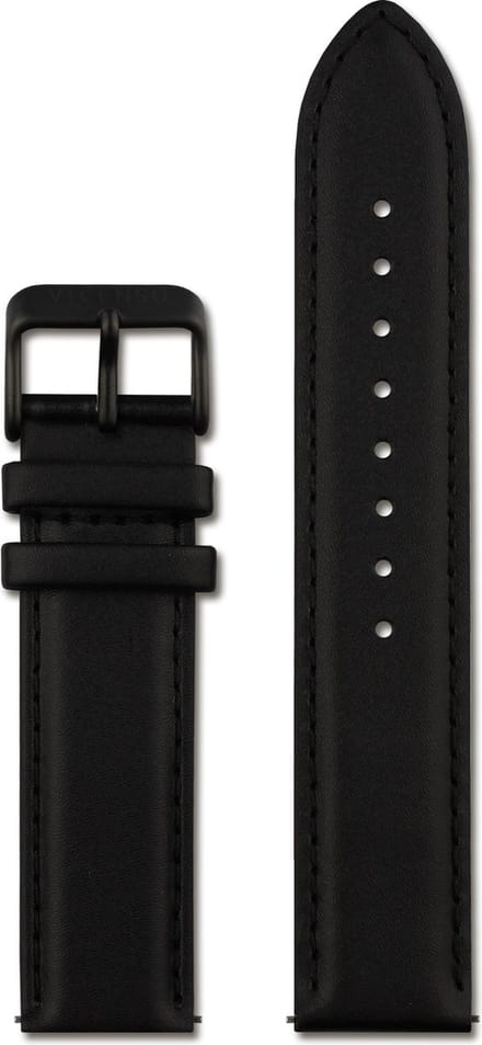 VICENSO LEDEREN HORLOGEBAND VIS016 ZWART/ZWART 20 MM