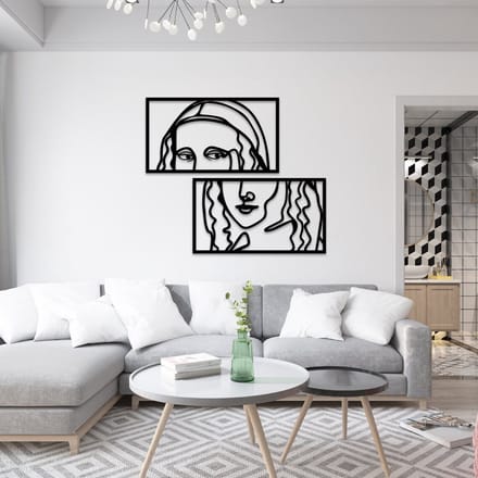 Metalen Wanddecoratie Mona Lisa – 3D Wandkunst – 70 x 40 cm