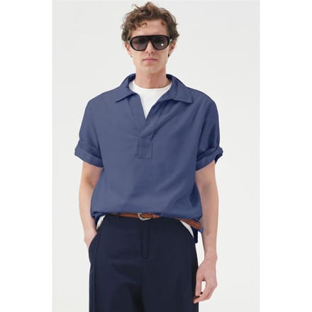 Heren Katoenen Poplin Korte Mouwen Shirt