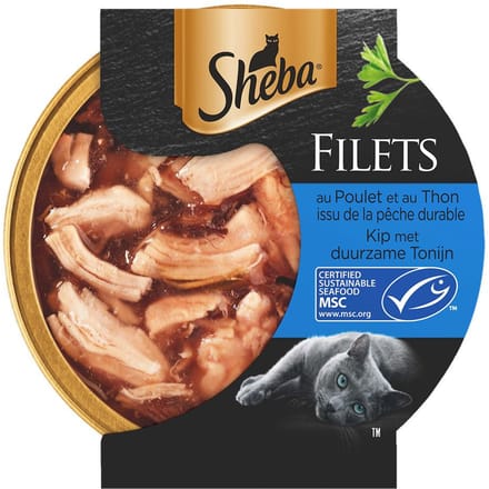 Sheba Filets – Kip en Tonijn voor Volwassen Kat 16x60 Voeding