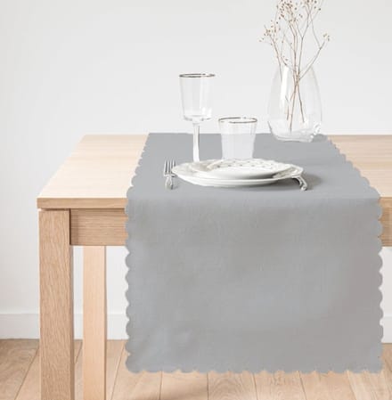 Velvet textiel Tafelloper 45x135cm - Effen grijs - Runner