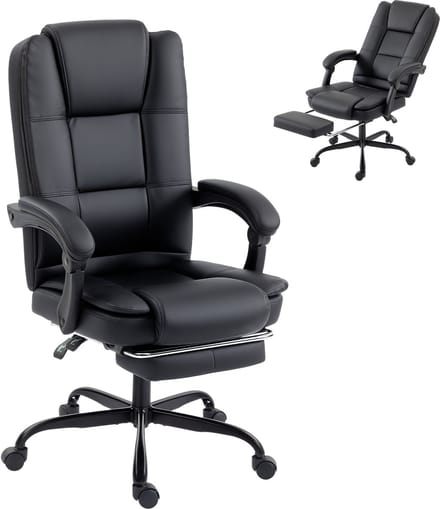 HOMCOM-bureaustoel-PU-65 x 67 x 122 cm-zwart
