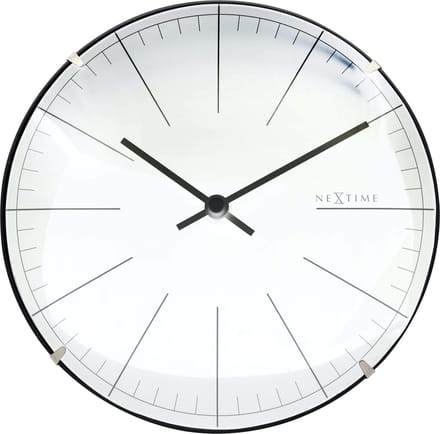 NeXtime Big Stripe Mini Dome – Wandklok/Tafelklok – 20 cm – Glas – Wit